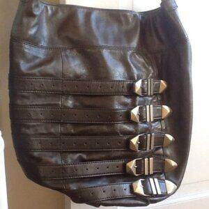 REBECCA MINKOFF LEATHER HARNESS HOBO SHOULDR PURSE